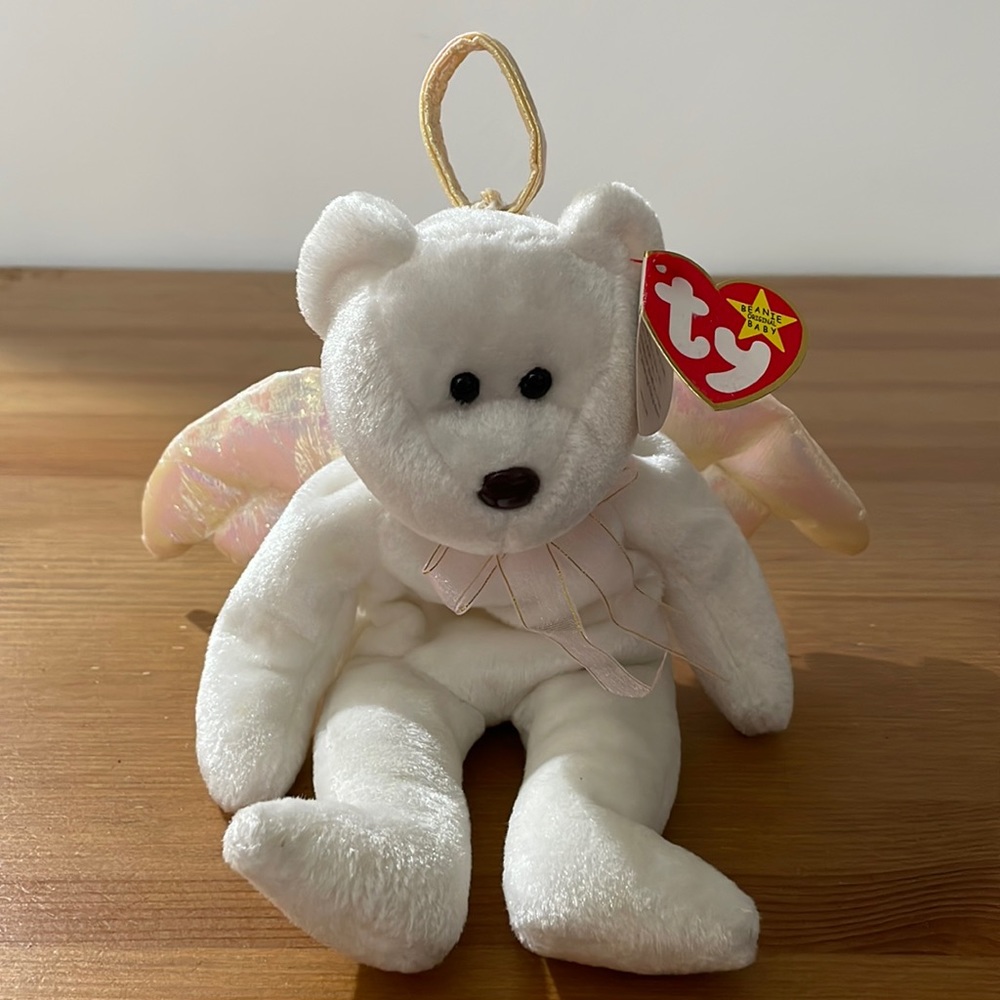 RARE 1998 TY "HALO" BEANIE BABIES BROWN NOSE BLACK EYES WITH TAG